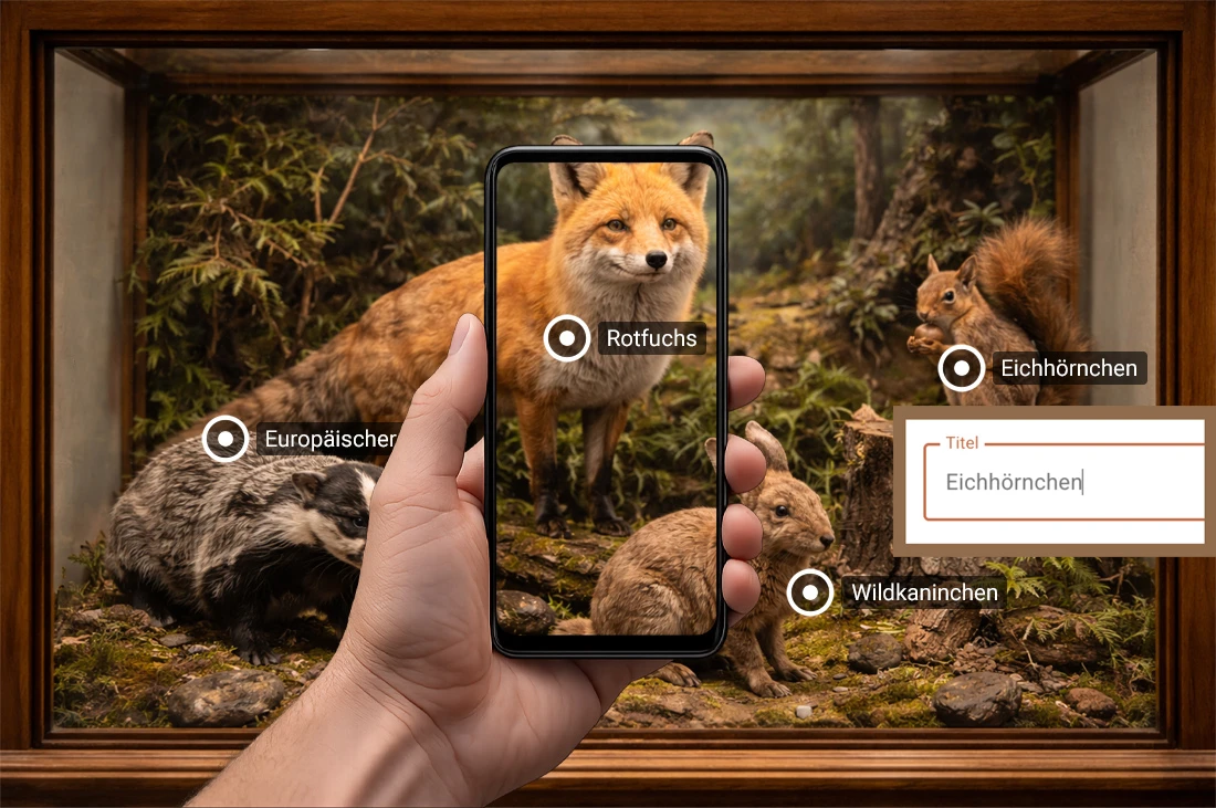 Digitale Objektbeschriftung direkt am Exponat in einer Museumsausstellung